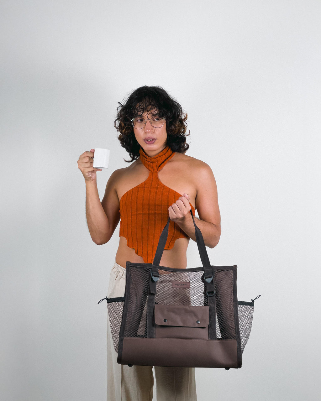 Maxi Tote Tela - Marrom