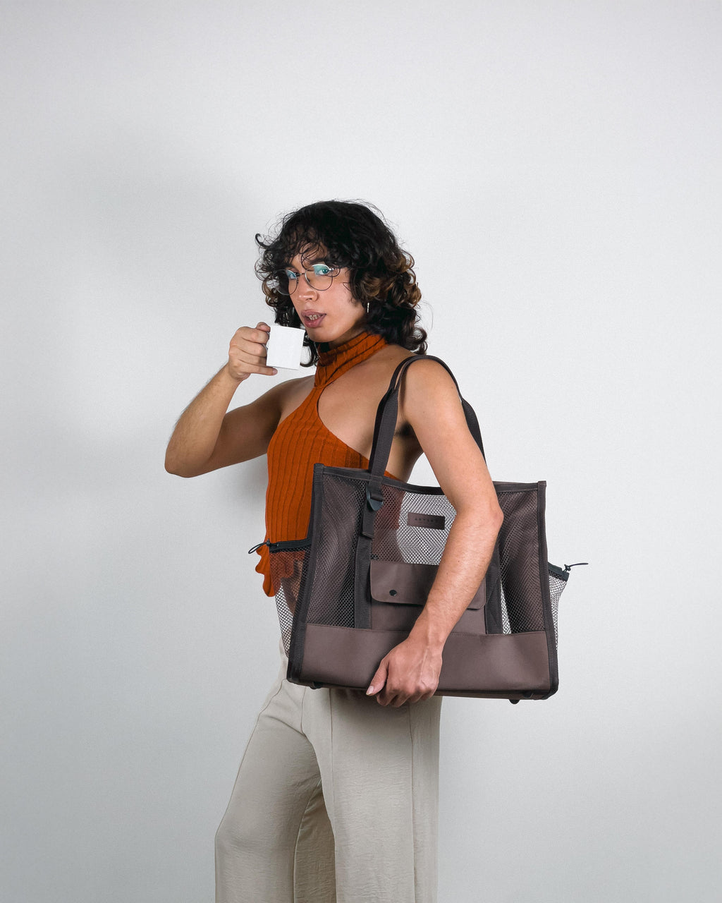 Maxi Tote Tela - Marrom