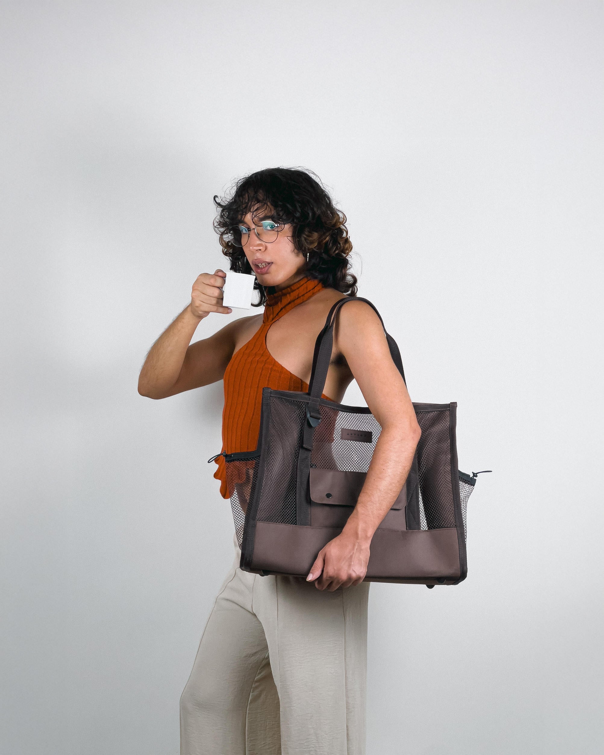 Maxi Tote Tela - Marrom
