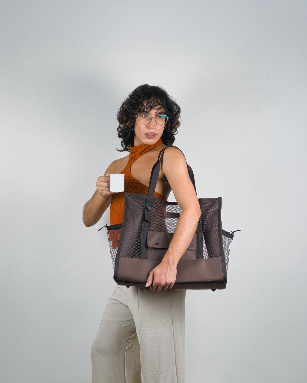 Maxi Tote Tela - Marrom